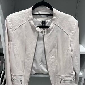 White House Black Market Cream Leather Jacket